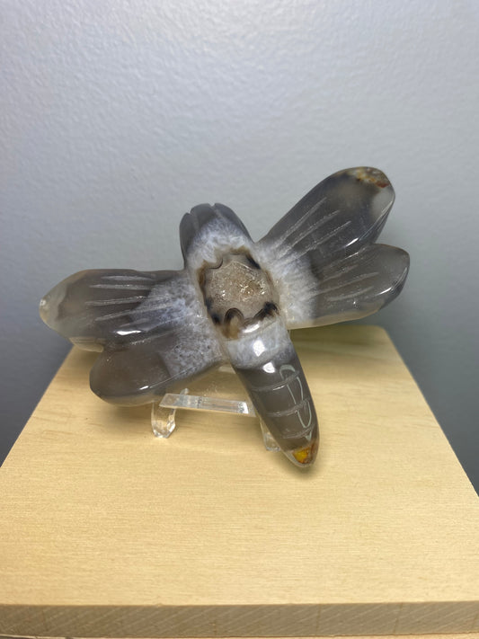 Flower Agate Dragonfly Carving