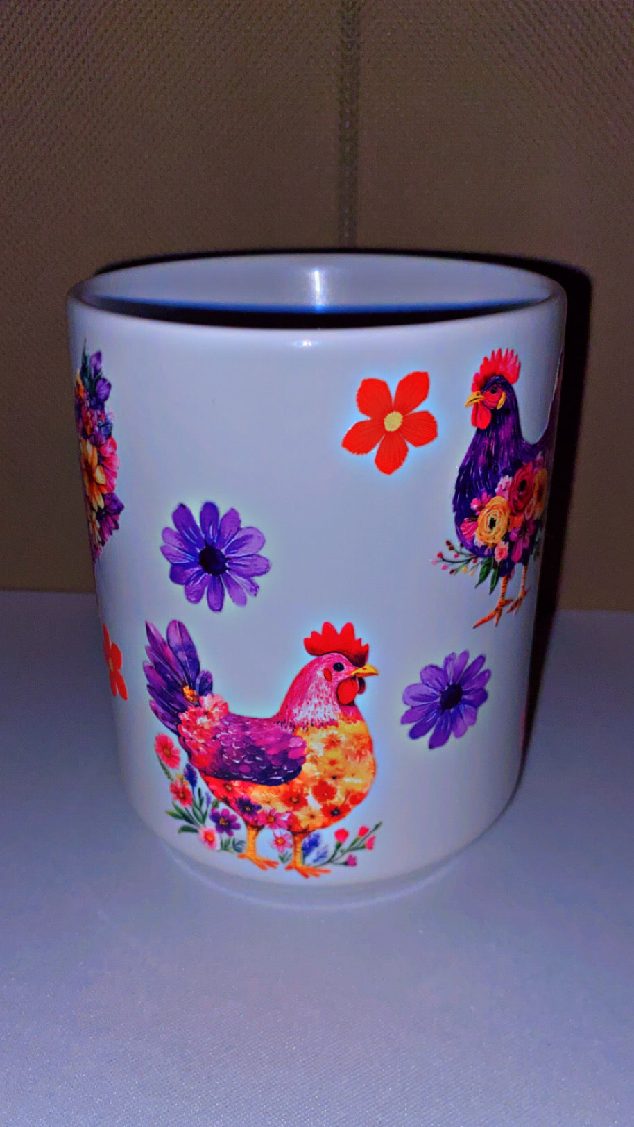Floral Chicken Coffee Mug Set