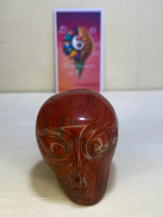 Red Jasper Alien Carving