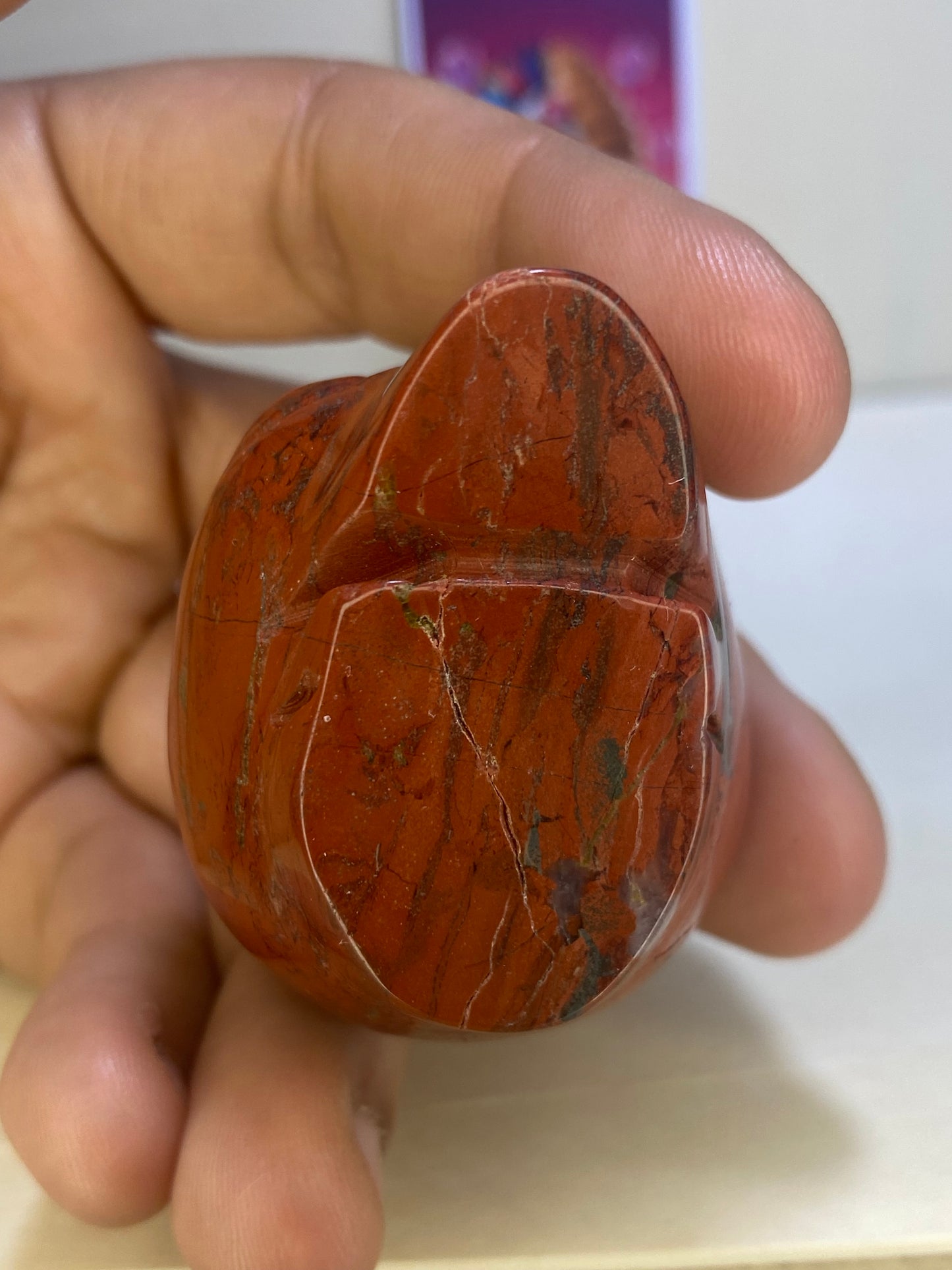 Red Jasper Alien Carving