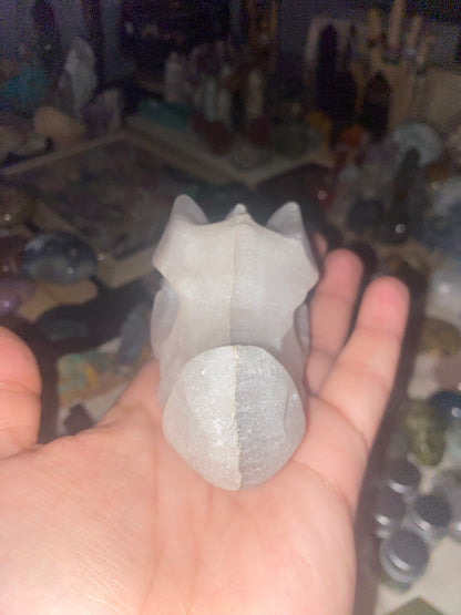 Snow Quartz/ Quartz Dragon Head Carving