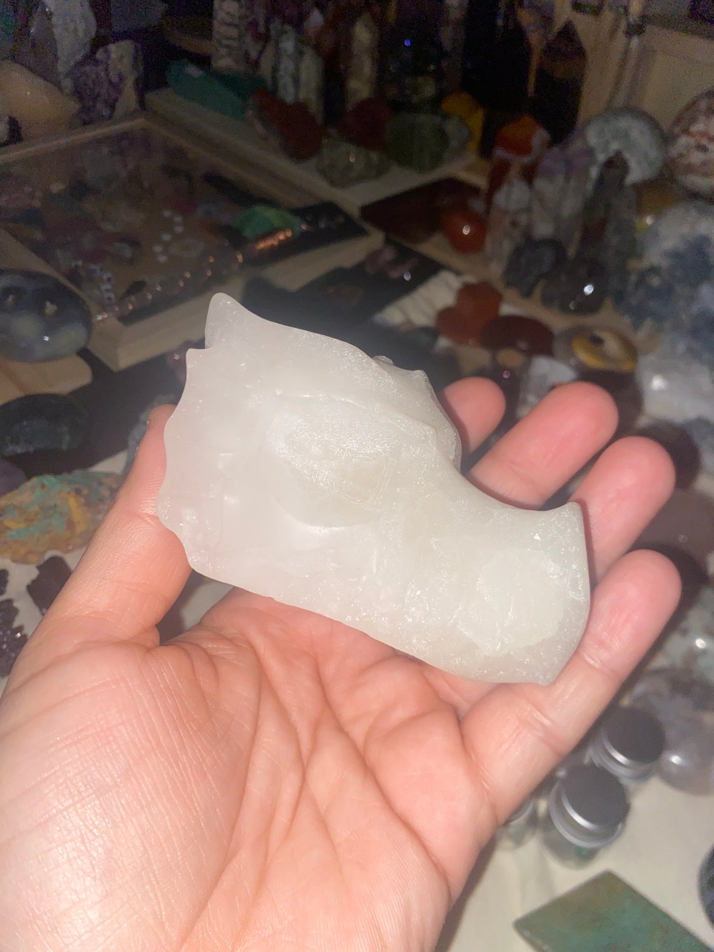 Snow Quartz/ Quartz Dragon Head Carving