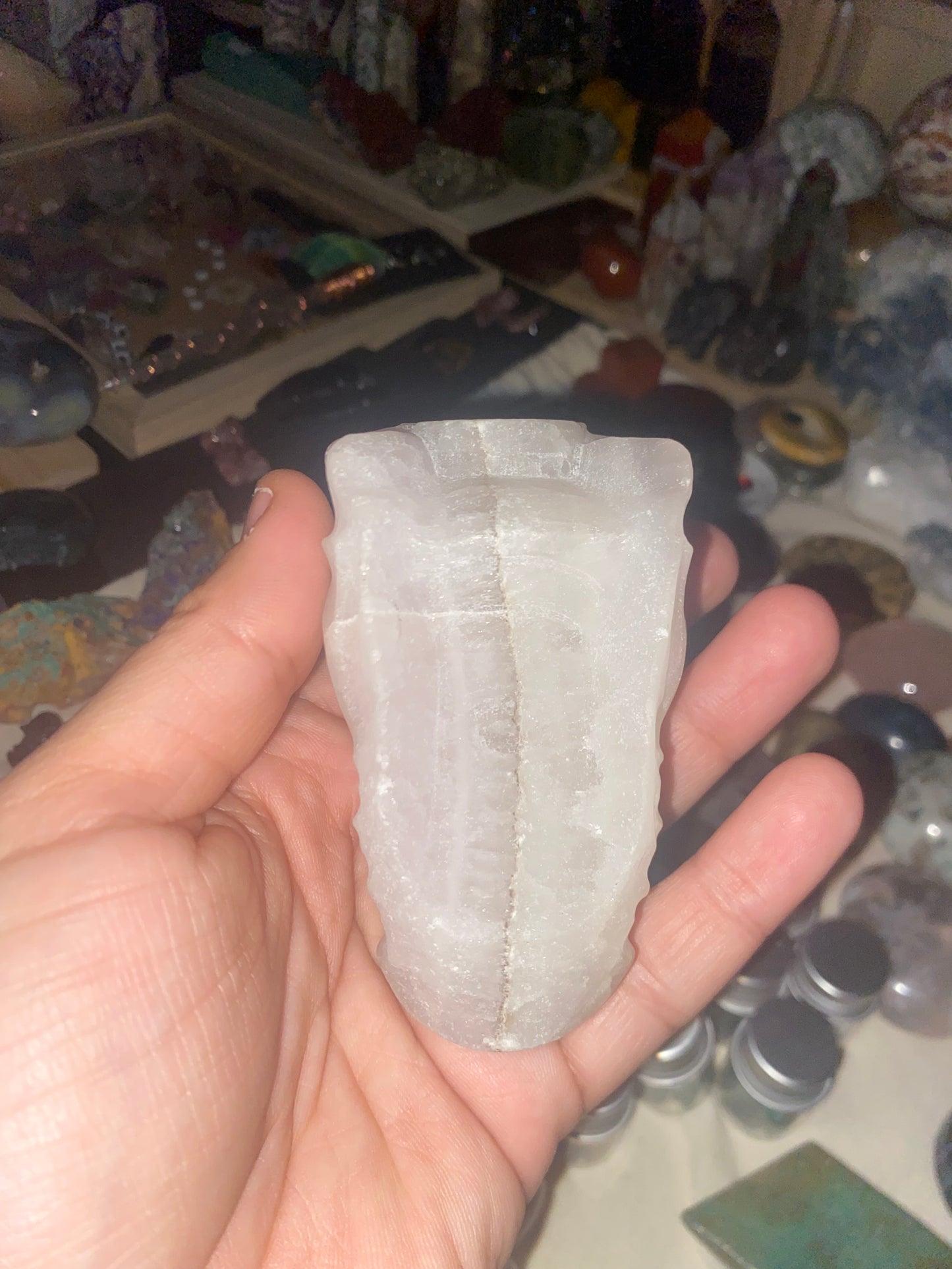 Snow Quartz/ Quartz Dragon Head Carving