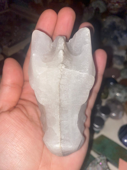Snow Quartz/ Quartz Dragon Head Carving