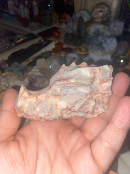 Red Vein Jasper Dragon Head Carving