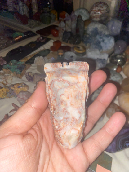 Red Vein Jasper Dragon Head Carving