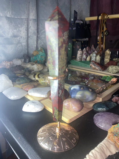Dragons Blood Wand with Rose Gold Zodiac Stand
