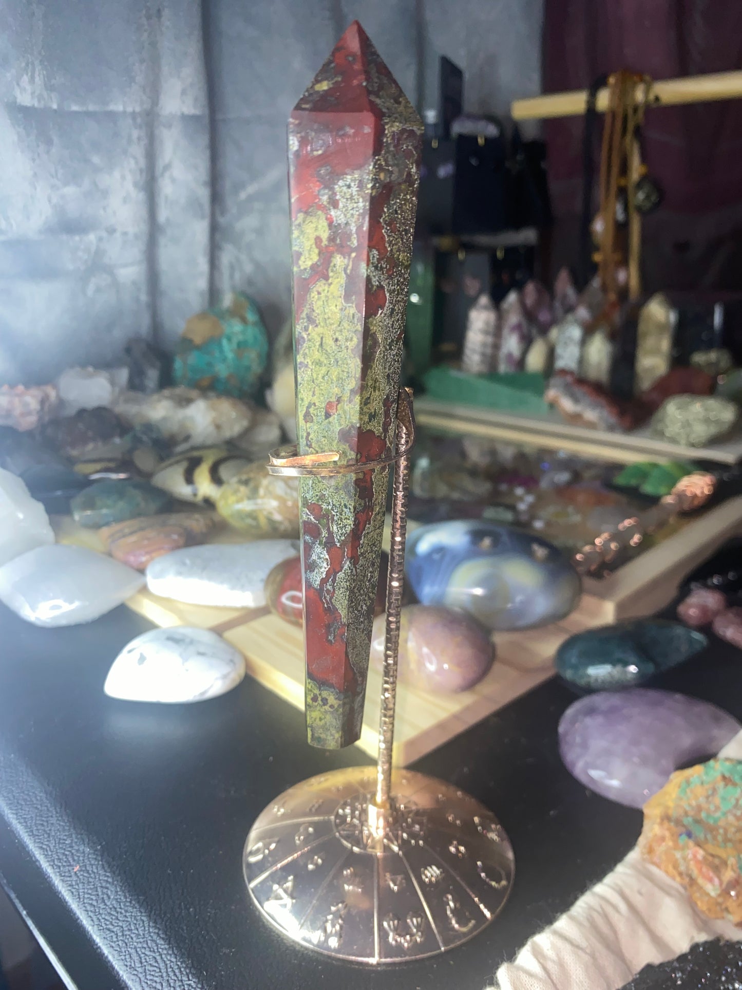 Dragons Blood Wand with Rose Gold Zodiac Stand