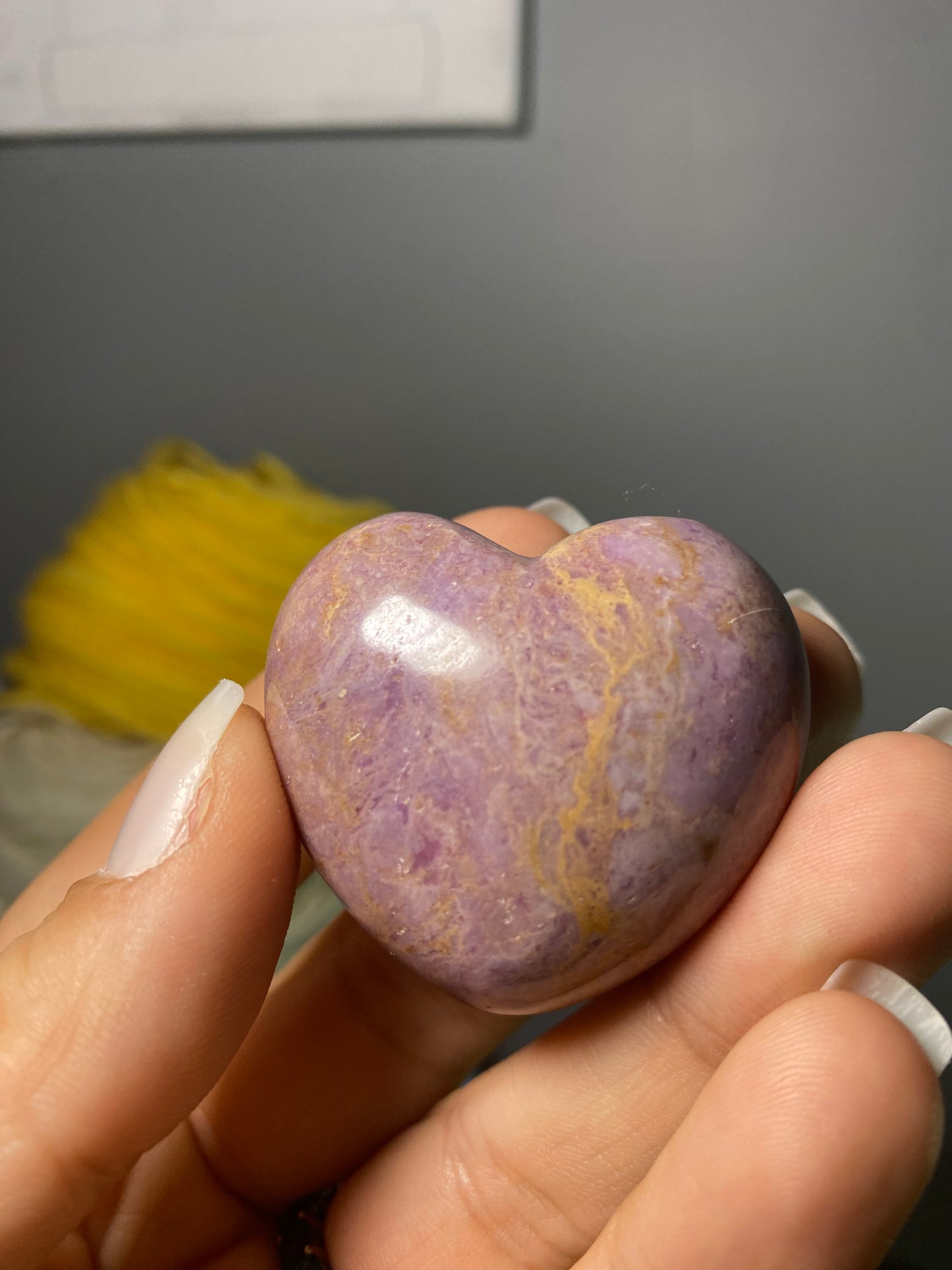 Purple Jade Heart Carving