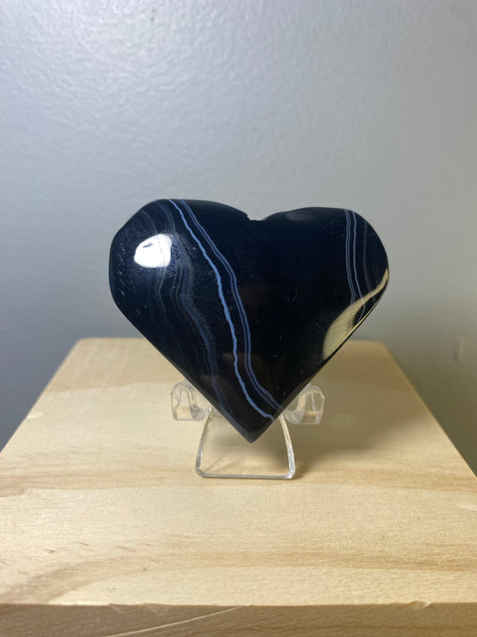 Black Sardonyx Heart Carving