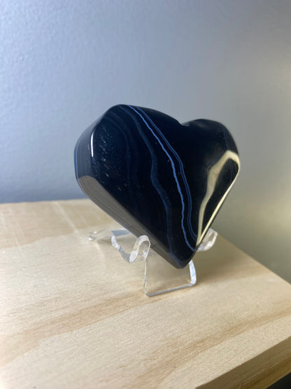 Black Sardonyx Heart Carving