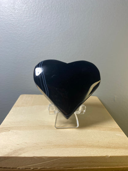 Black Sardonyx Heart Carving