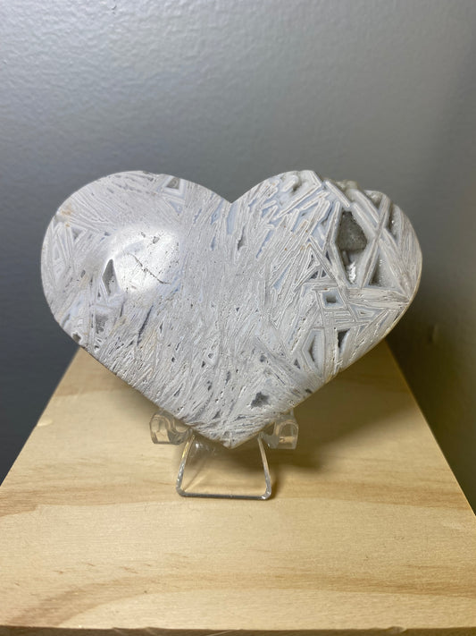 Crazy Lace Agate Heart Carving