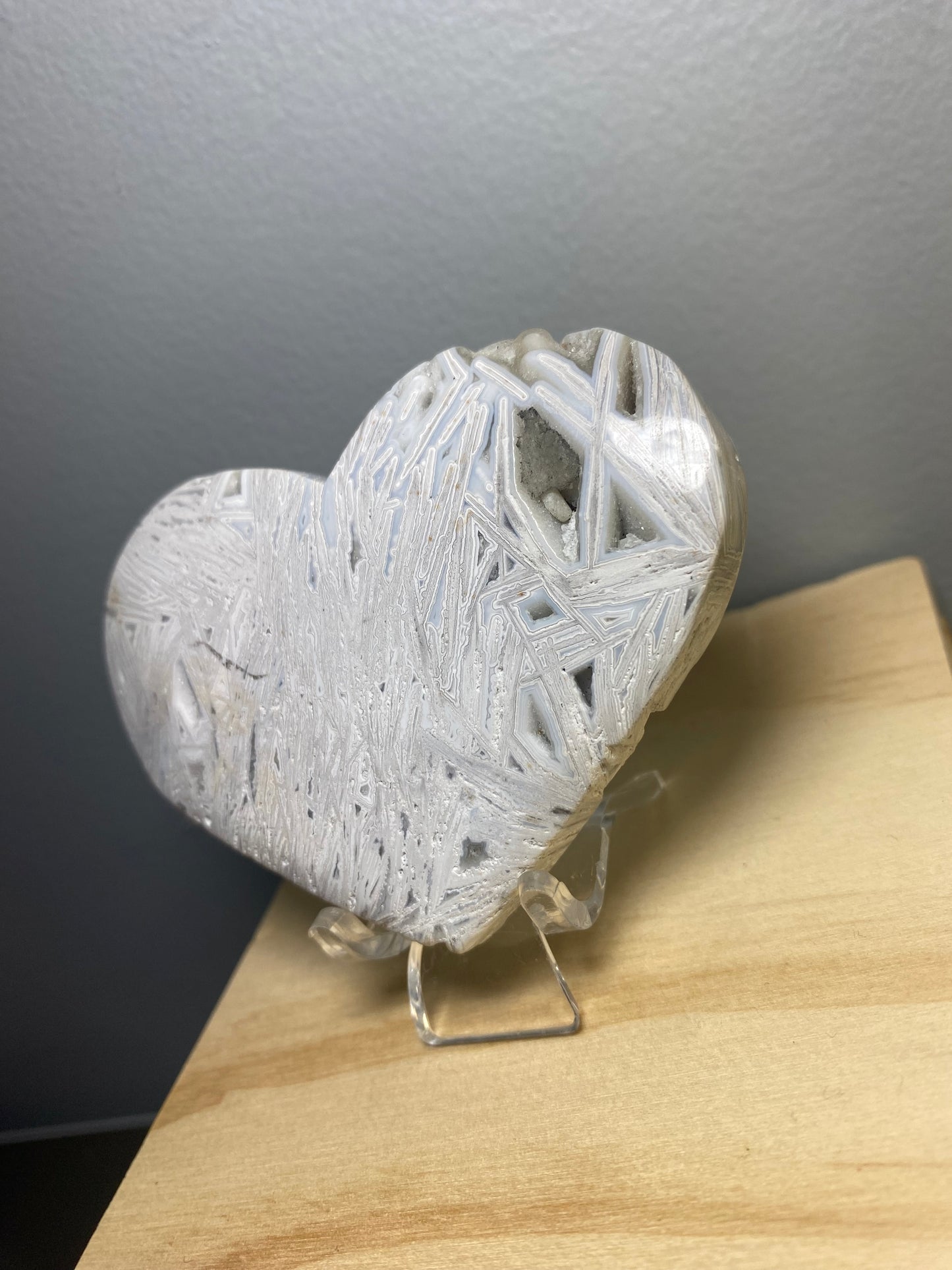 Crazy Lace Agate Heart Carving