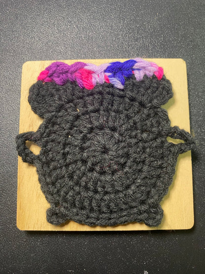 Crochet Cauldron Coaster Set of 4