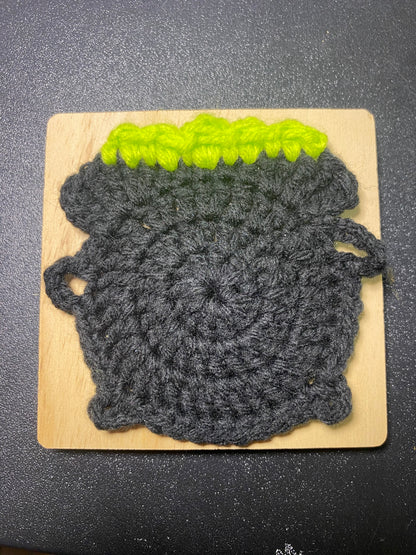 Crochet Cauldron Coaster Set of 4