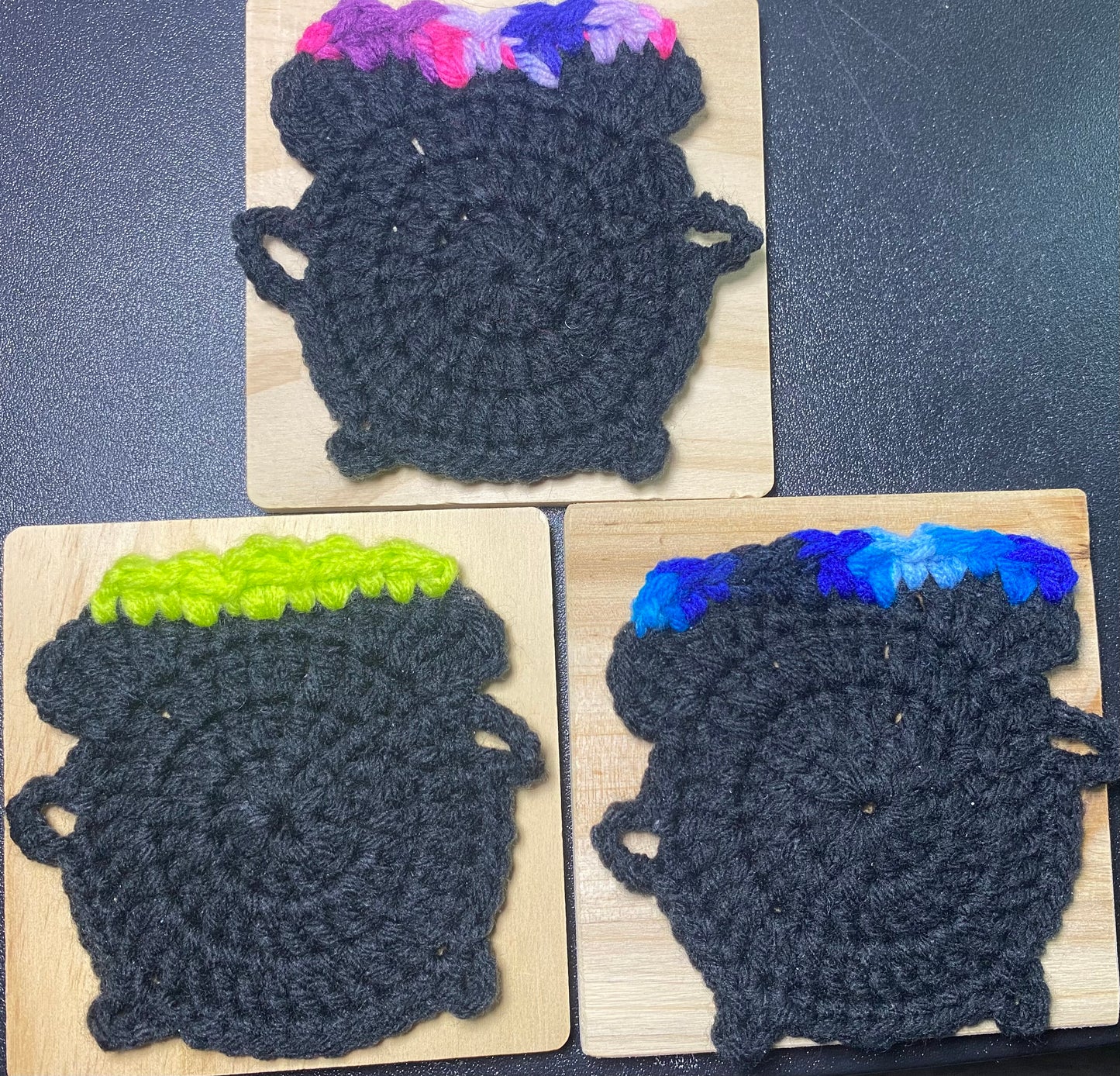 Crochet Cauldron Coaster Set of 4